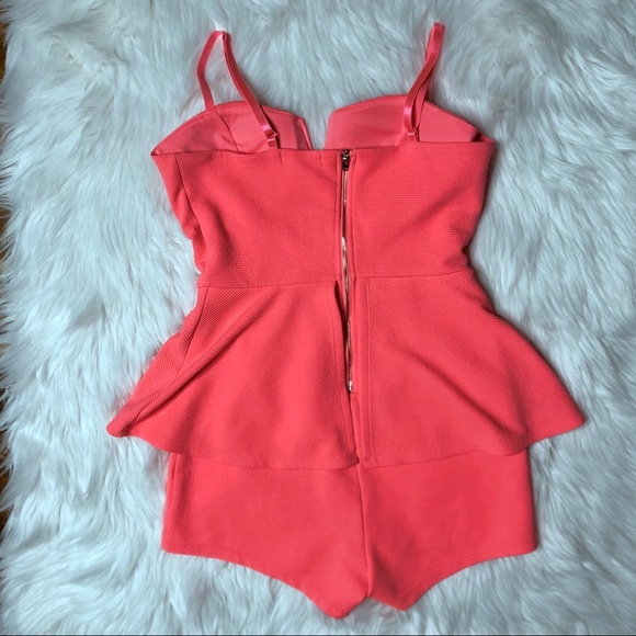 SOLD❗️MATERIAL GIRL Padded Neon Pink Peplum Romper - Picture 6 of 8